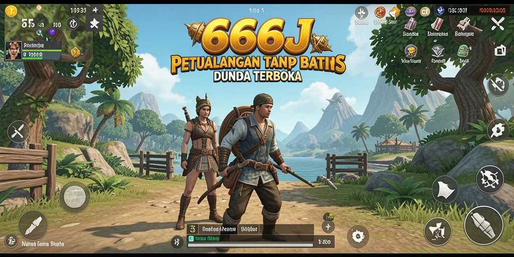 Screenshot gameplay 666J menampilkan petualangan di dunia terbuka.