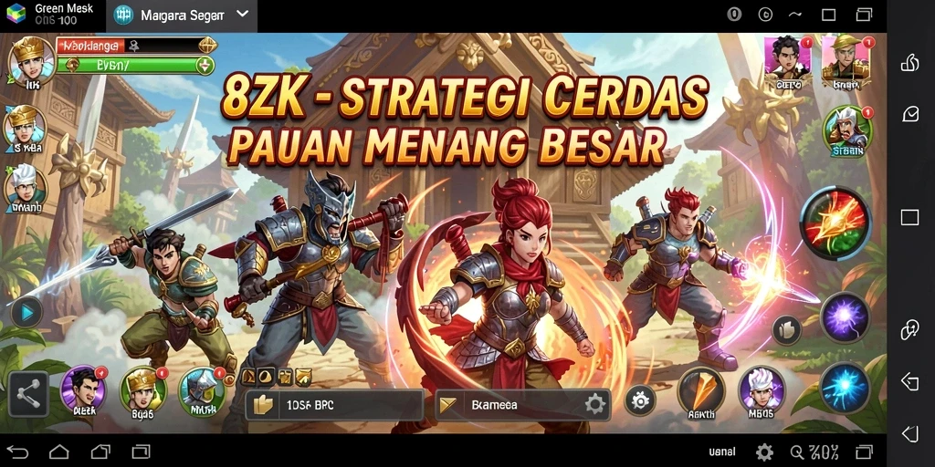 Screenshot gameplay 8ZK menampilkan pertempuran strategi yang intens.