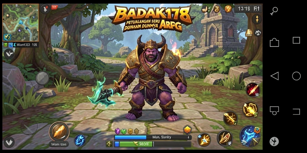 Tangkapan layar utama BADAK178 menampilkan perang seru di dunia ARPG.