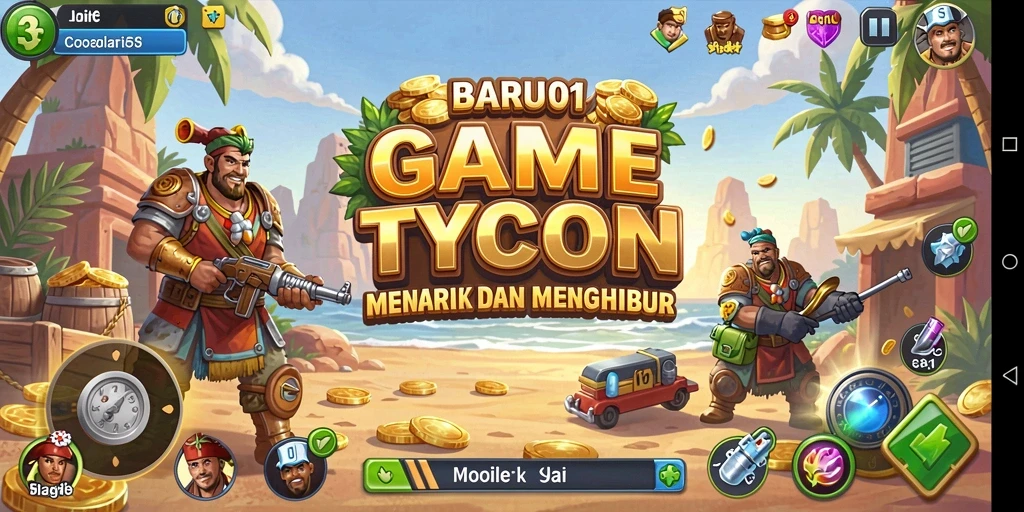 Tampilan gameplay BARU01 yang menarik dengan fitur Tycoon.