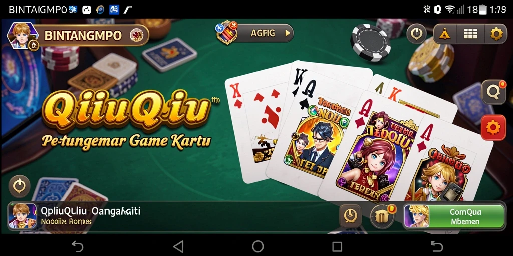 Screenshot BINTANGMPO menampilkan serunya bermain QiuQiu secara langsung.