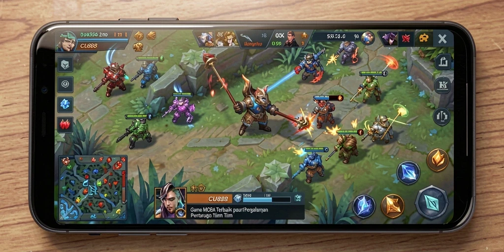 Tampilkan gameplay seru dari CU888 dengan pertarungan MOBA yang intens.