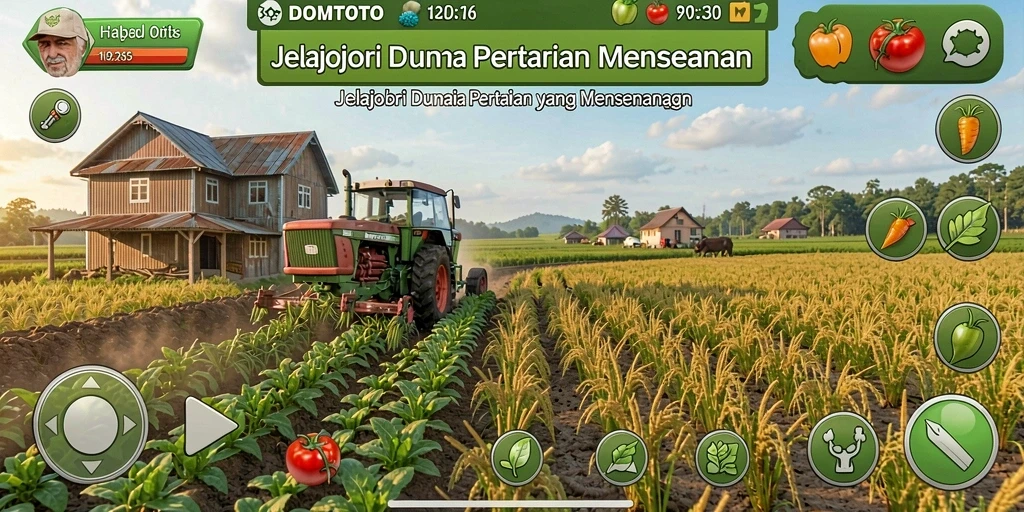 Tampilan gameplay DOMTOTO yang seru dan interaktif di dunia pertanian.
