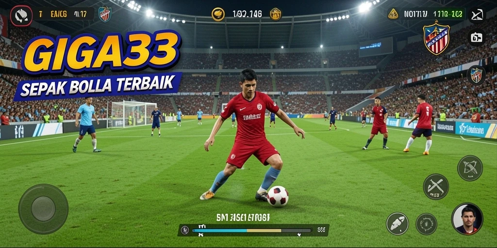 Tampilan gameplay GIGA33 yang mendebarkan dalam pertandingan sepak bola.