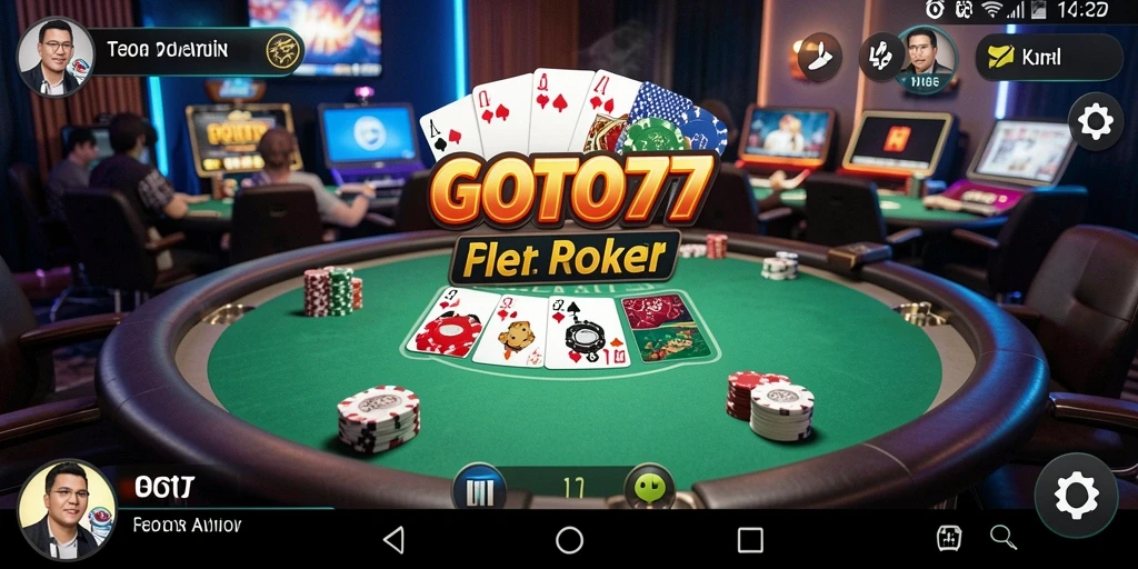 Tangkapan layar utama GOTO77 menampilkan gameplay Poker yang mendebarkan.