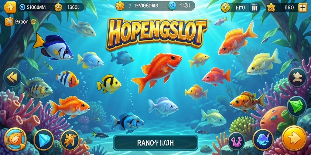 Screenshot gameplay HOPENGSLOT menampilkan aksi menembak ikan yang seru.