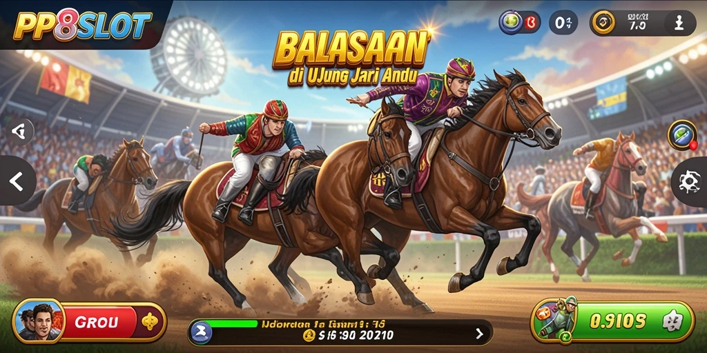 Tampilan gameplay balapan seru di PP8SLOT dengan efek visual menarik.