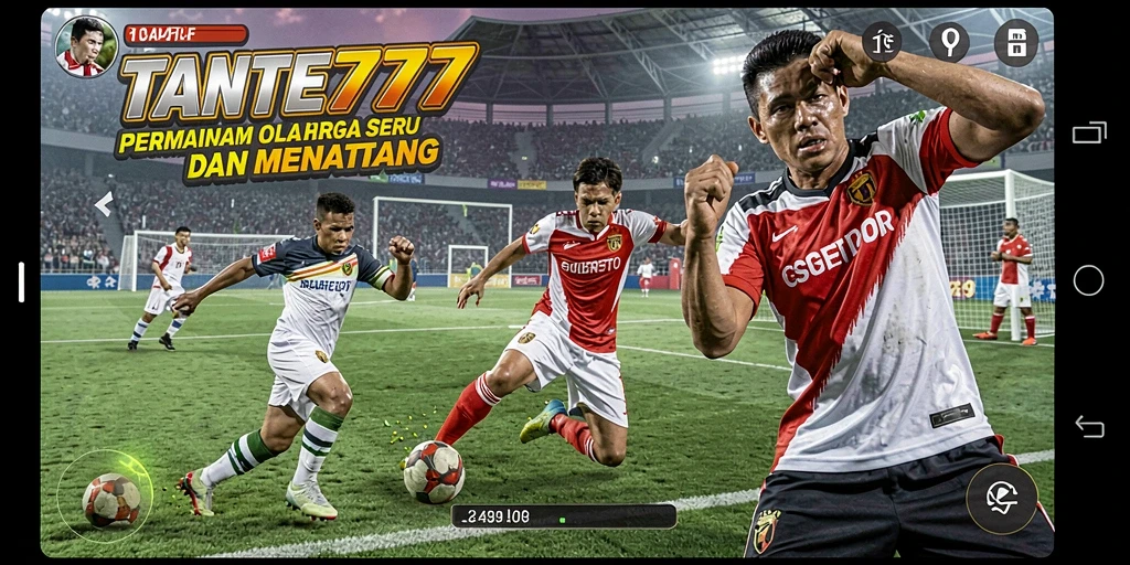 Tampilan gameplay mendebarkan dalam TANTE777 dengan aksi olahraga yang seru.